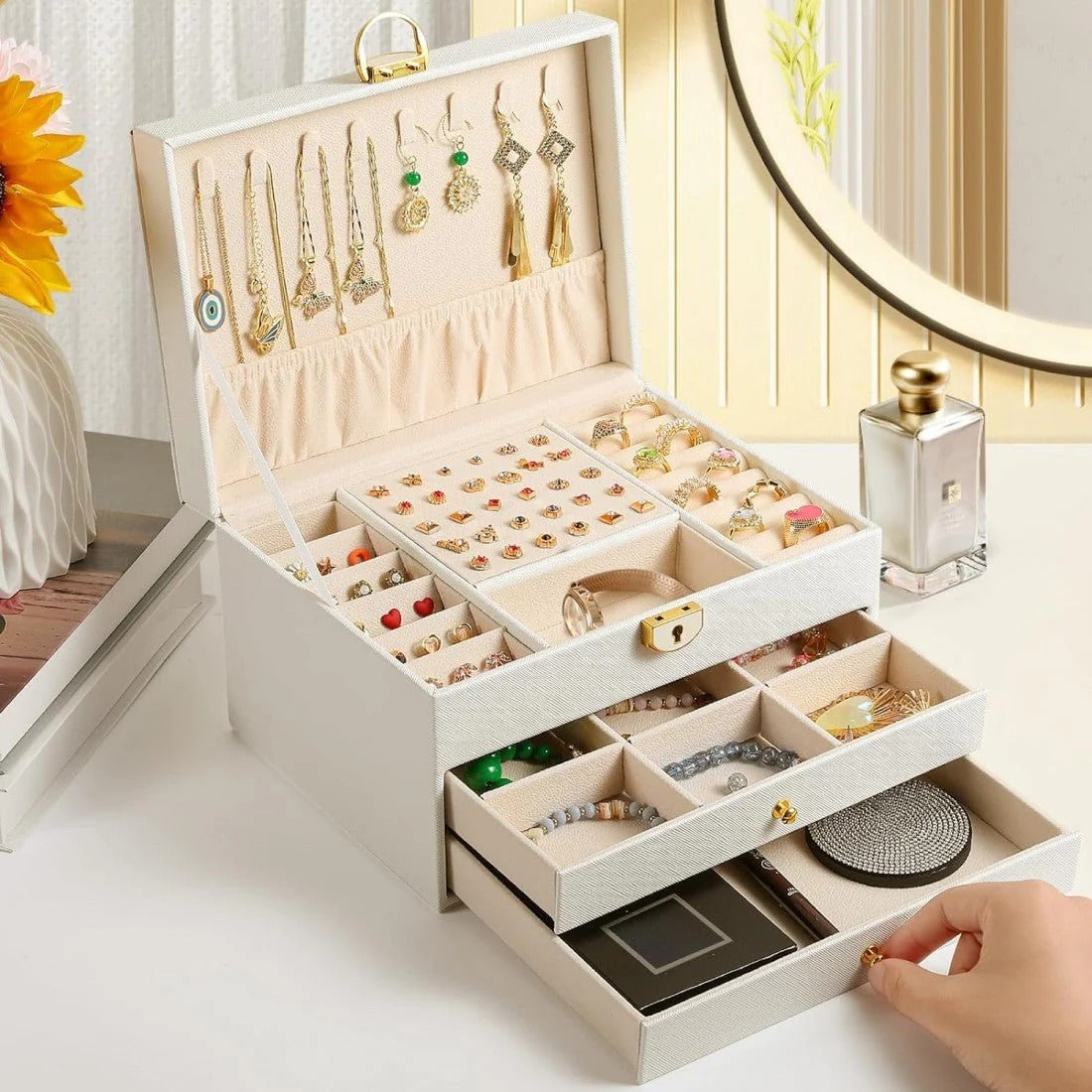 3 layer jewelry storage box packaging