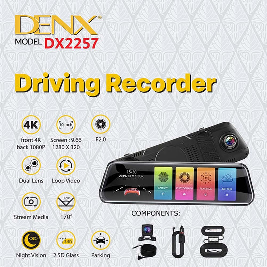 4K Dual Dash Cam Driving Recorder with touchscreen display