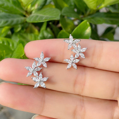 cubic zirconia flower stud earrings on hand