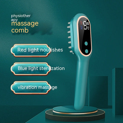 Electric Head Massager Magnetic Therapy Hair Growth Comb Blue Red Light Scalp Massage Brush Relieve Fatigue Pressure LED Display
