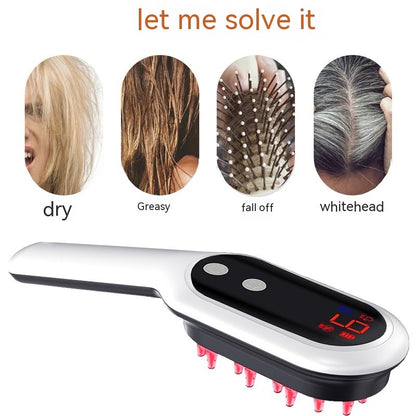 Electric Head Massager Magnetic Therapy Hair Growth Comb Blue Red Light Scalp Massage Brush Relieve Fatigue Pressure LED Display