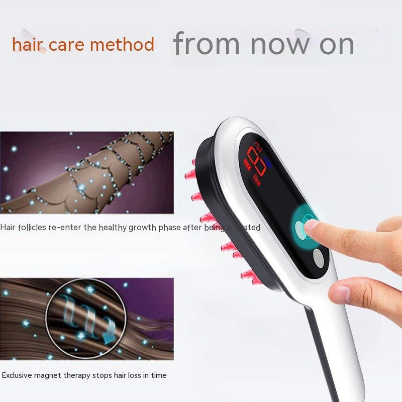 Electric Head Massager Magnetic Therapy Hair Growth Comb Blue Red Light Scalp Massage Brush Relieve Fatigue Pressure LED Display