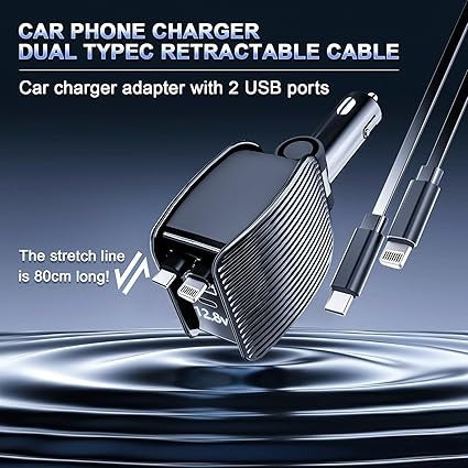 retractable car charger plugged in car