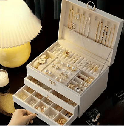 3 layer jewelry storage box elegant design