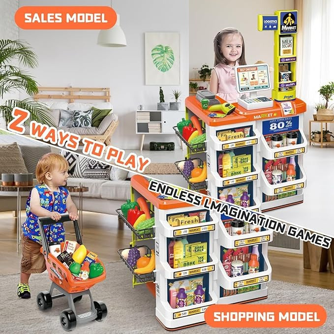 Supermarket Play Set for Kids play food and grocery items