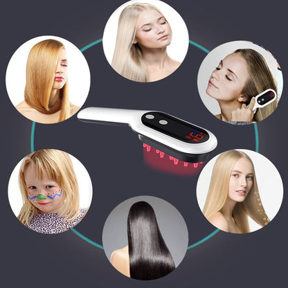 Electric Head Massager Magnetic Therapy Hair Growth Comb Blue Red Light Scalp Massage Brush Relieve Fatigue Pressure LED Display