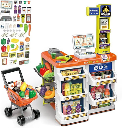 Supermarket Play Set for Kids child playing pretend shop