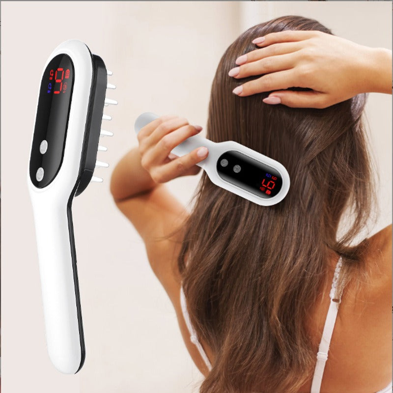 Electric Head Massager Magnetic Therapy Hair Growth Comb Blue Red Light Scalp Massage Brush Relieve Fatigue Pressure LED Display