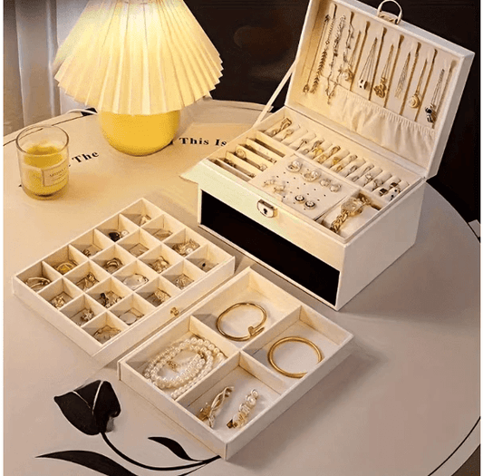 3 layer jewelry storage box with drawers