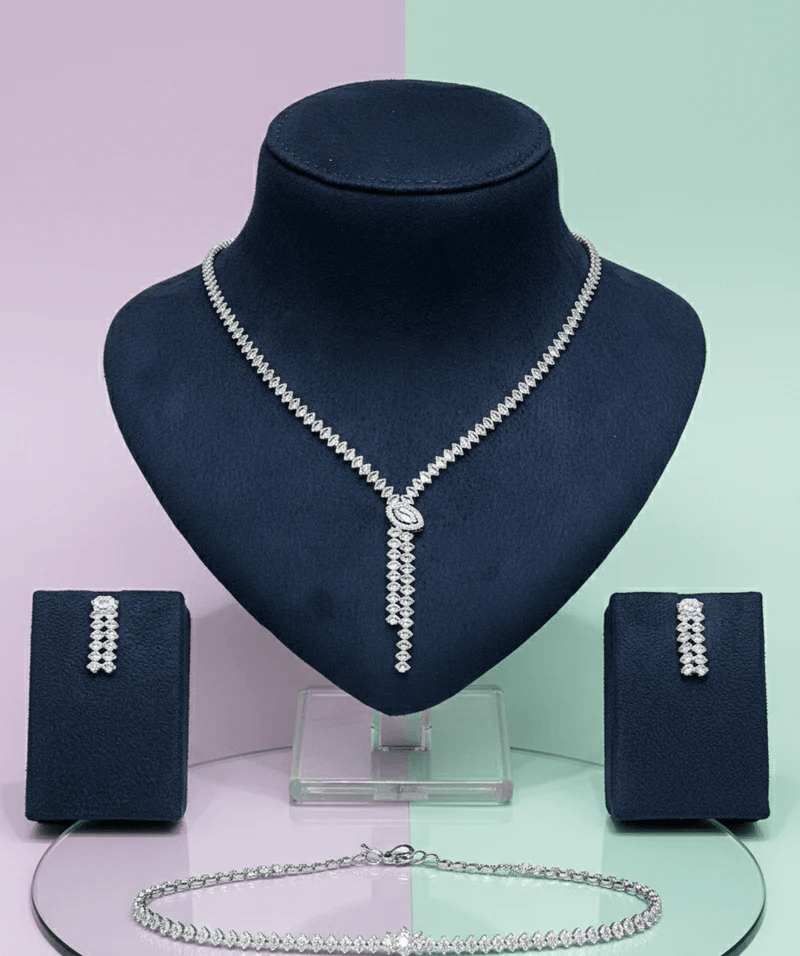 crystal drop jewelry set necklace earrings