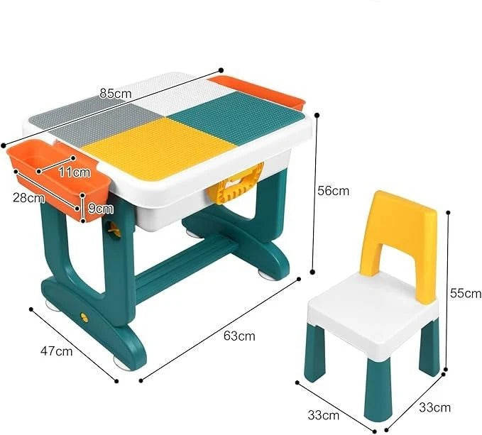 Kids Table and Chair Set with Storage built-in compartment