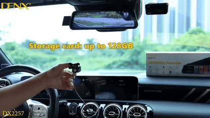 4K Dual Dash Cam Driving Recorder installed on car windshield