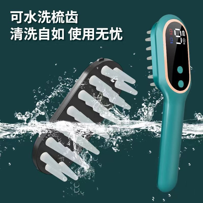 Electric Head Massager Magnetic Therapy Hair Growth Comb Blue Red Light Scalp Massage Brush Relieve Fatigue Pressure LED Display