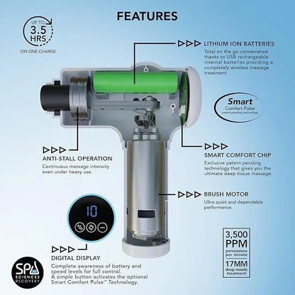SPA Sciences Recovery SmartGun Pro Massage Gun Ⓢ