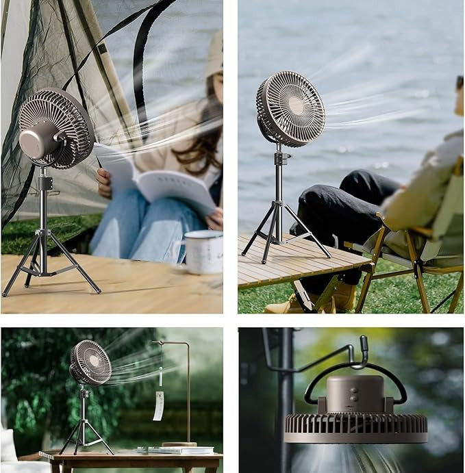 outdoor camping fan in tent
