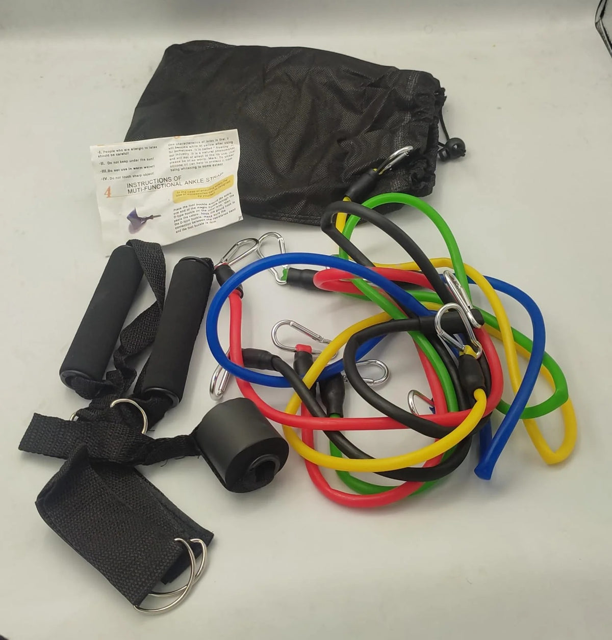 Resistance Bands Set for Home Gym packed in carry bag
