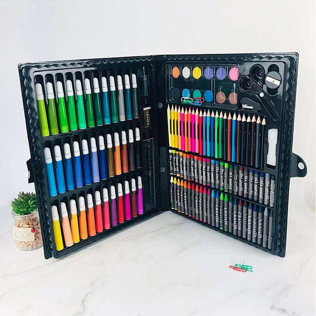 Art Set for Kids markers and crayons arranged