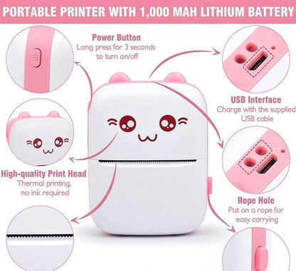 Portable Mini Pocket Printer compatible with iOS and Android