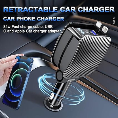 retractable car charger with cable extended