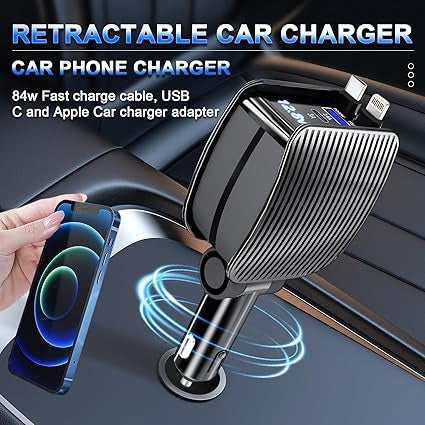 retractable car charger with cable extended