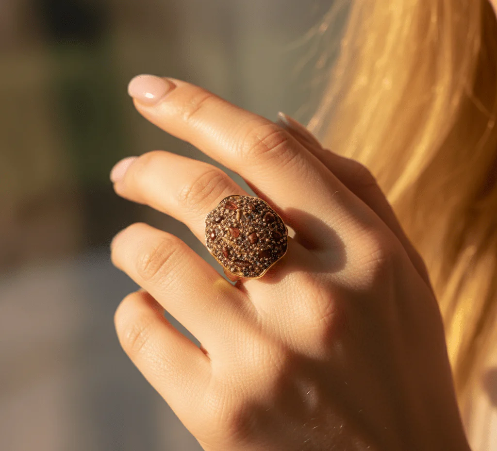 vintage cocktail ring worn